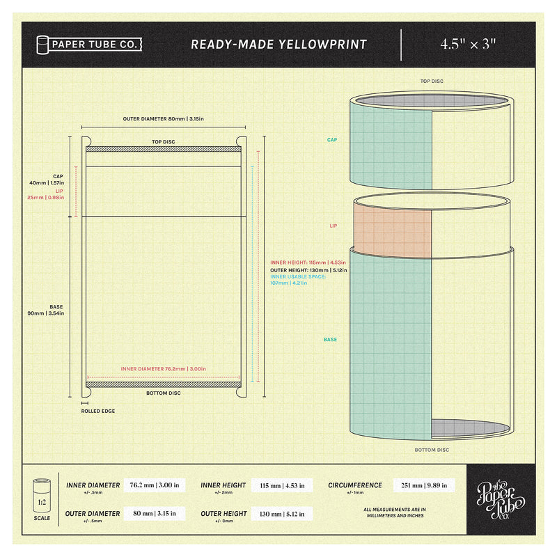 4.5" x 3" Paper Tube White Paper Tube Co.