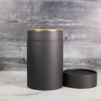 LIMITED EDITION - 6.5" H x 4" D Paper Tube - Black with Foil Liner & Gold Metal Plug
